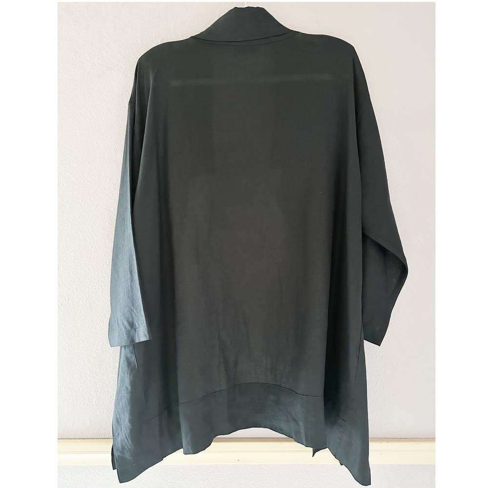 Marie Choi Black Linen Open Front Lagenlook Cardigan - Picture 5 of 5